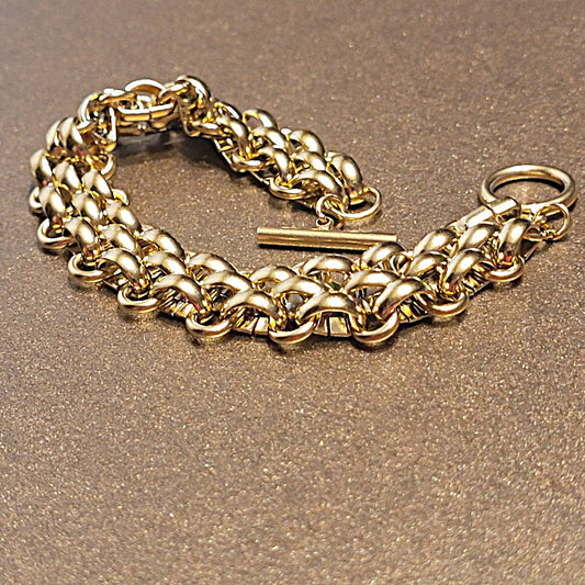 Buckle Design Thick Chain Gold Plated Bracelet