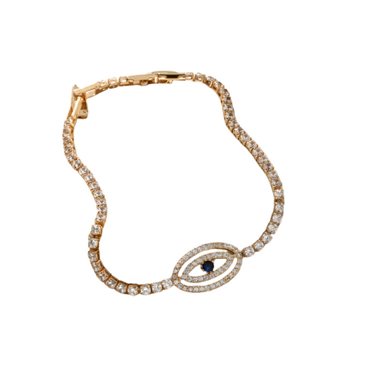 Gold Plated Evil Eye Zircon Bracelet