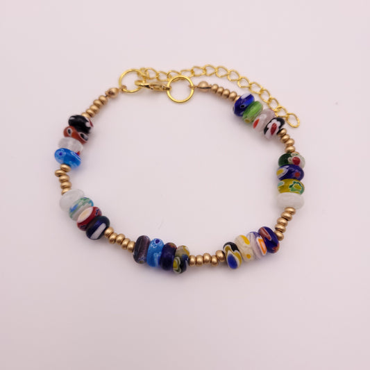 Multi Colored Glass Bead Bracelet