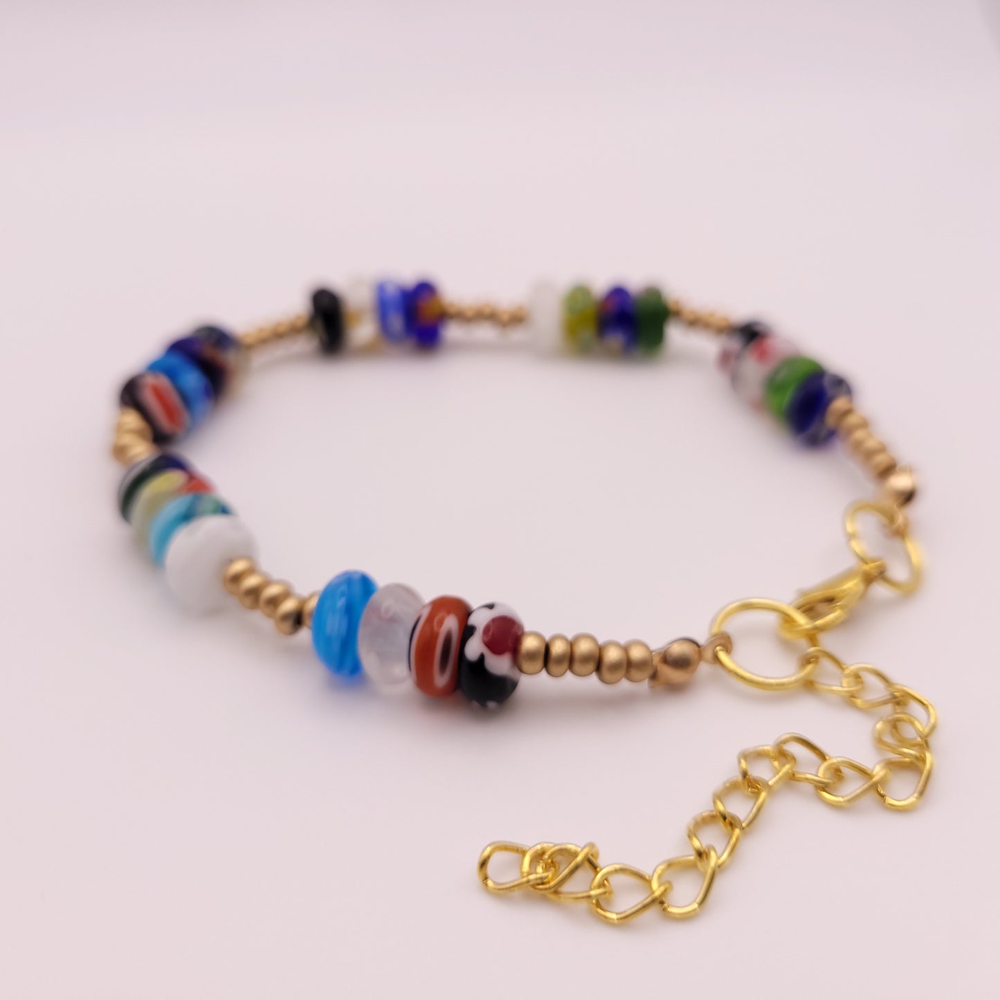 Multi Colored Glass Bead Bracelet