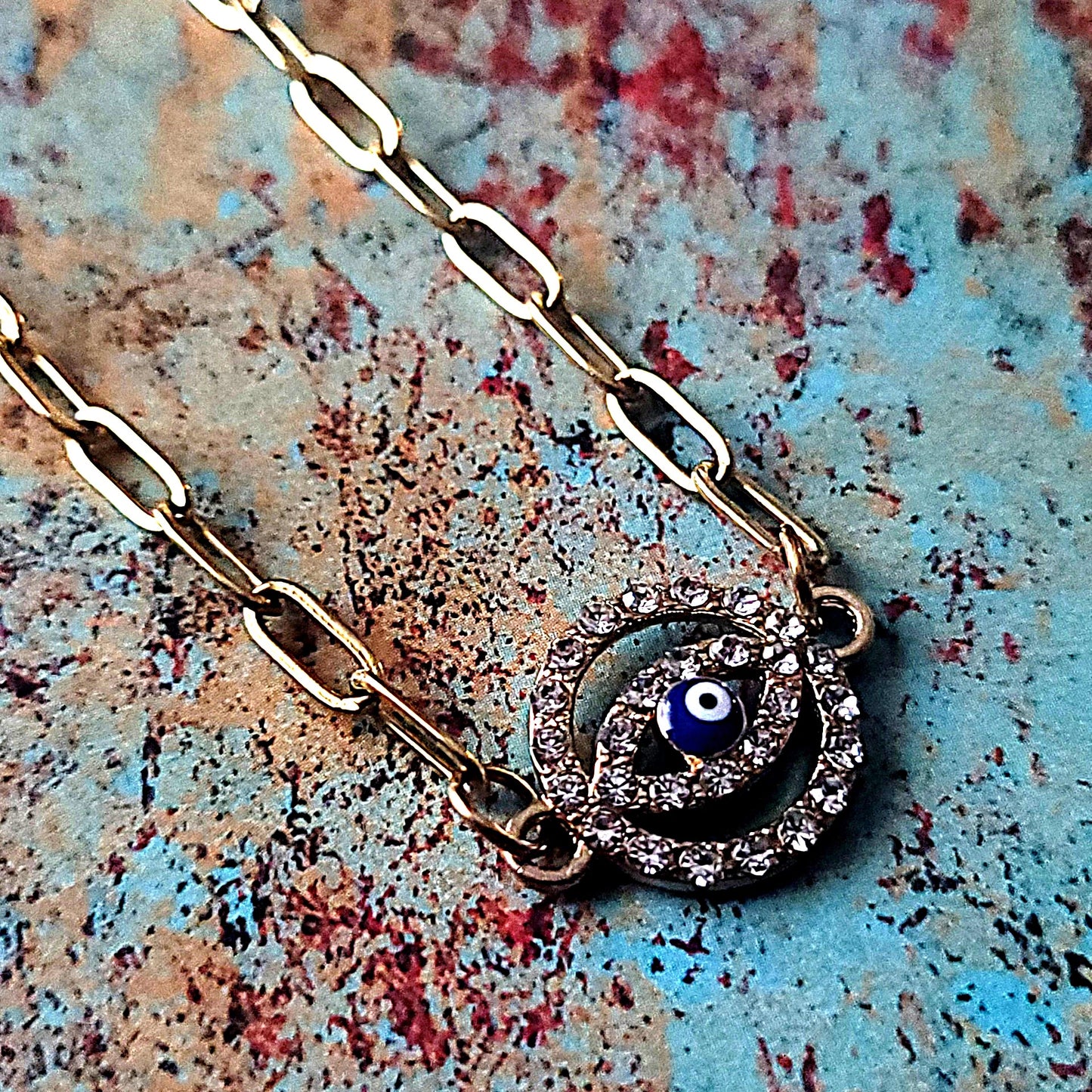 Evil Eye Paperclip Necklace