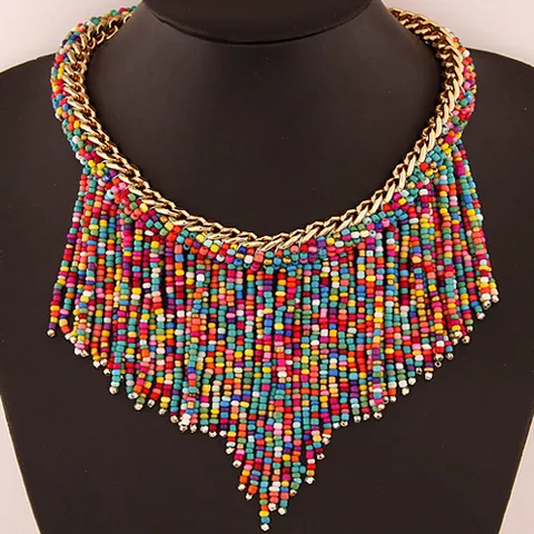 Bohemian Tassel Beaded Necklace