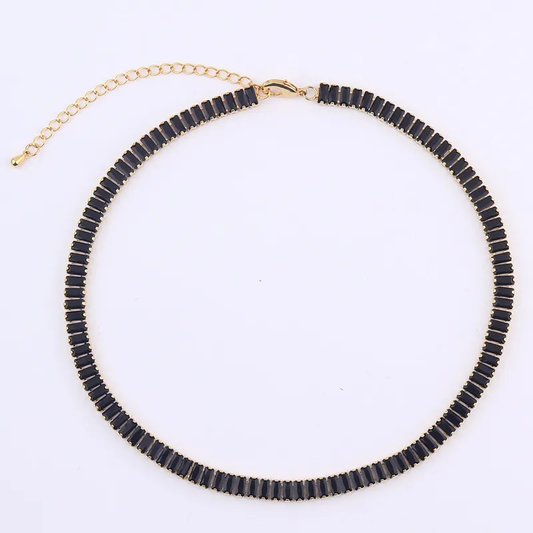 18tk Gold Plated Black Zircon Necklace.