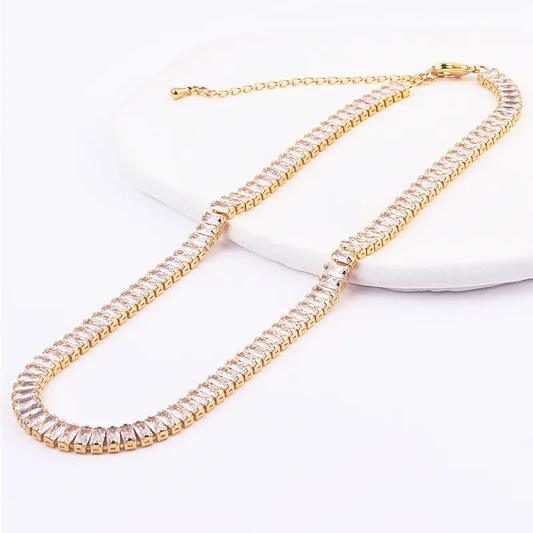 18 kt Gold plated Zircon Necklace.