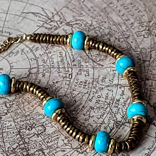 Natural Stone Gold Plated Bracele