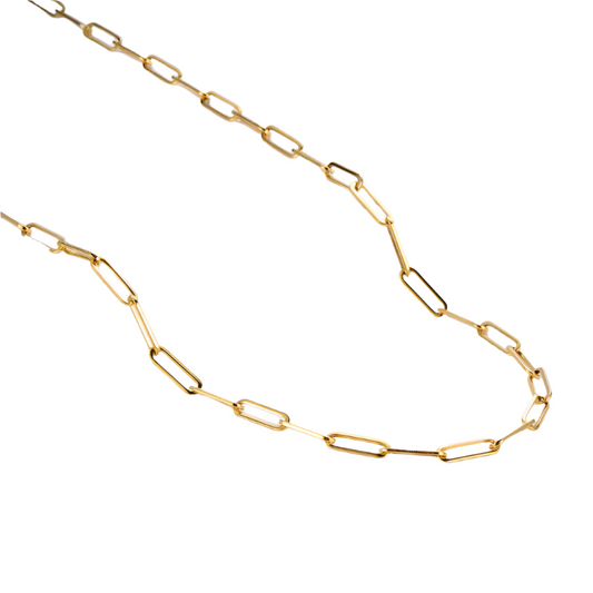 18K Gold Plated Paper Clip Chain 14 inches.