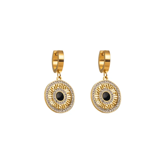 Rhinestone drop earrings that are 18kt plated.